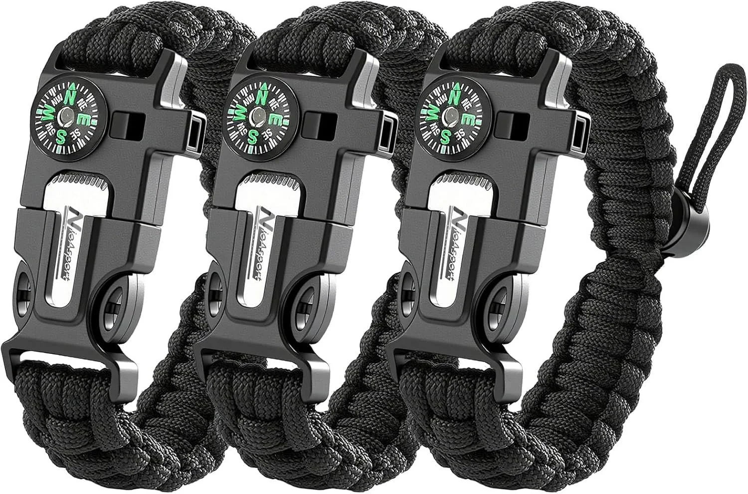 Masajeset Paracord Survival Bracelet 3-Pack — best tactical matching set