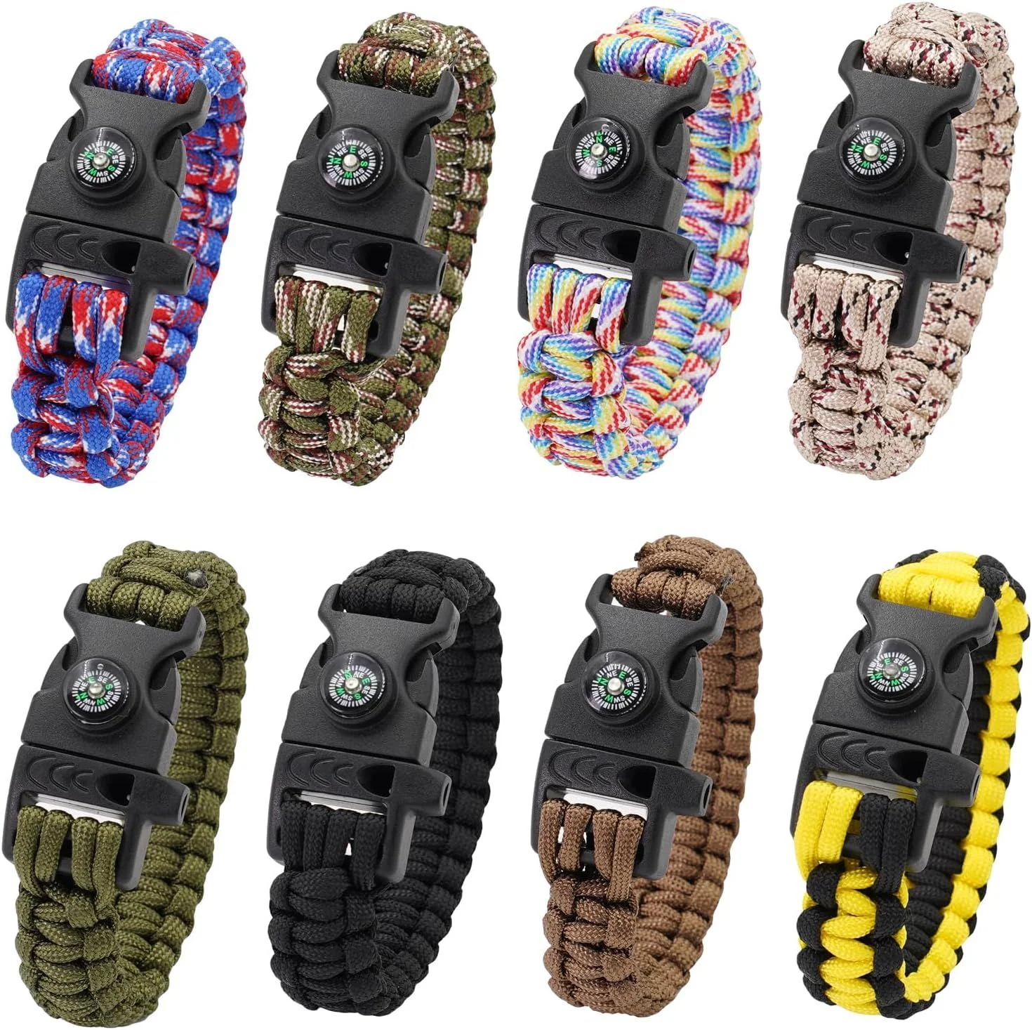 RLXMARTD Emergency Survival Bracelet 8-Pack